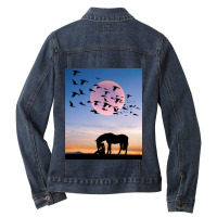 Horse And Woman Ladies Denim Jacket | Artistshot