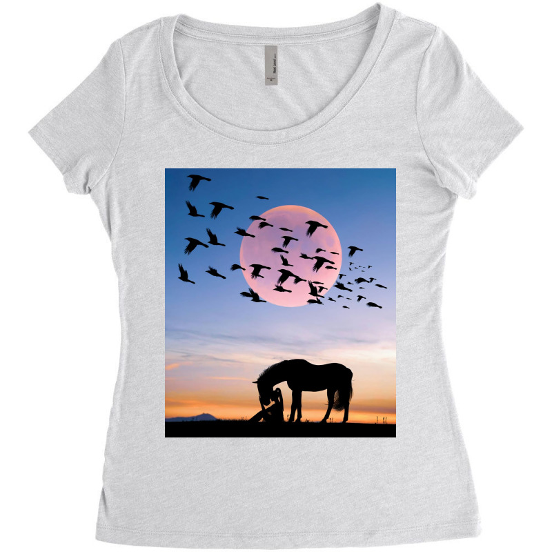 Horse And Woman Women's Triblend Scoop T-shirt | Artistshot