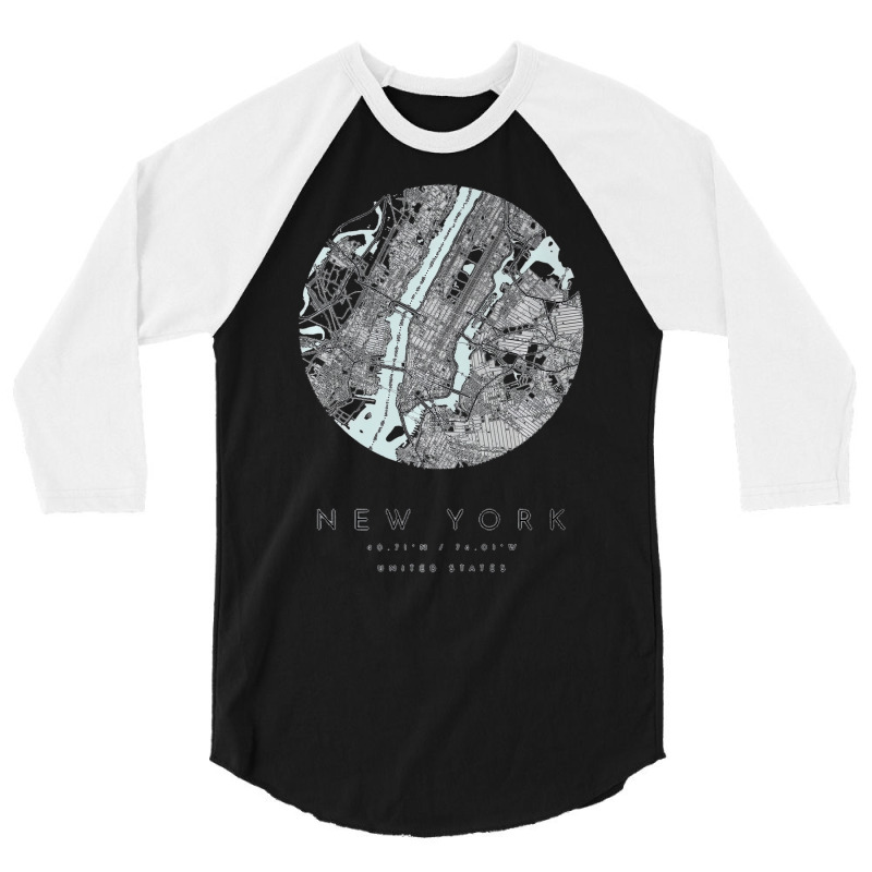 New York Coordinates Map Hometown Premium T Shirt 3/4 Sleeve Shirt | Artistshot