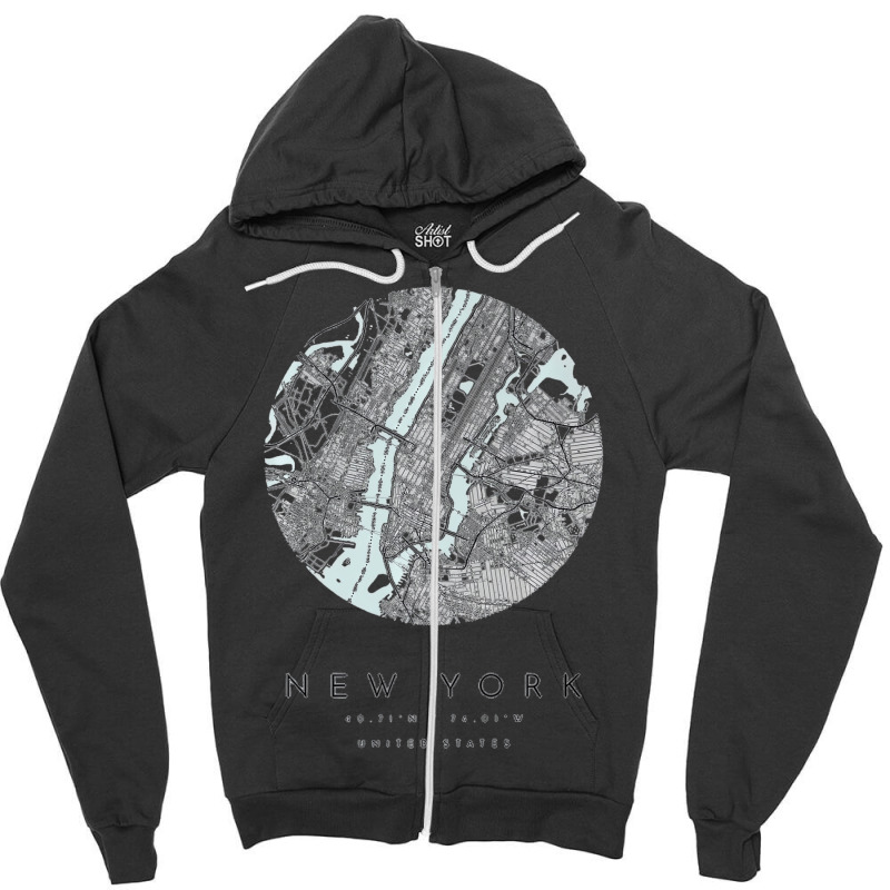 New York Coordinates Map Hometown Premium T Shirt Zipper Hoodie | Artistshot