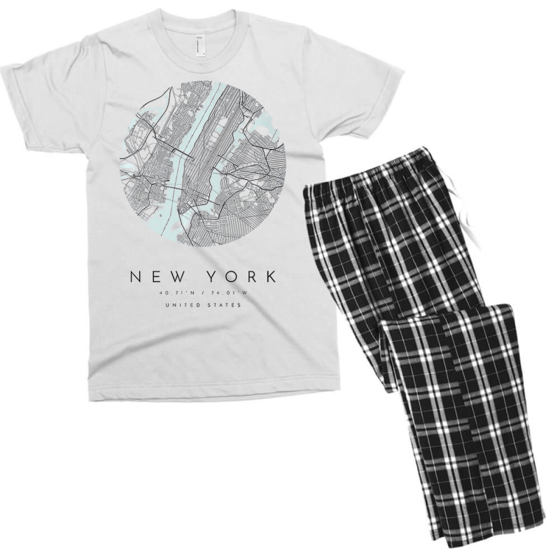 New York Coordinates Map Hometown Premium T Shirt Men's T-shirt Pajama Set | Artistshot