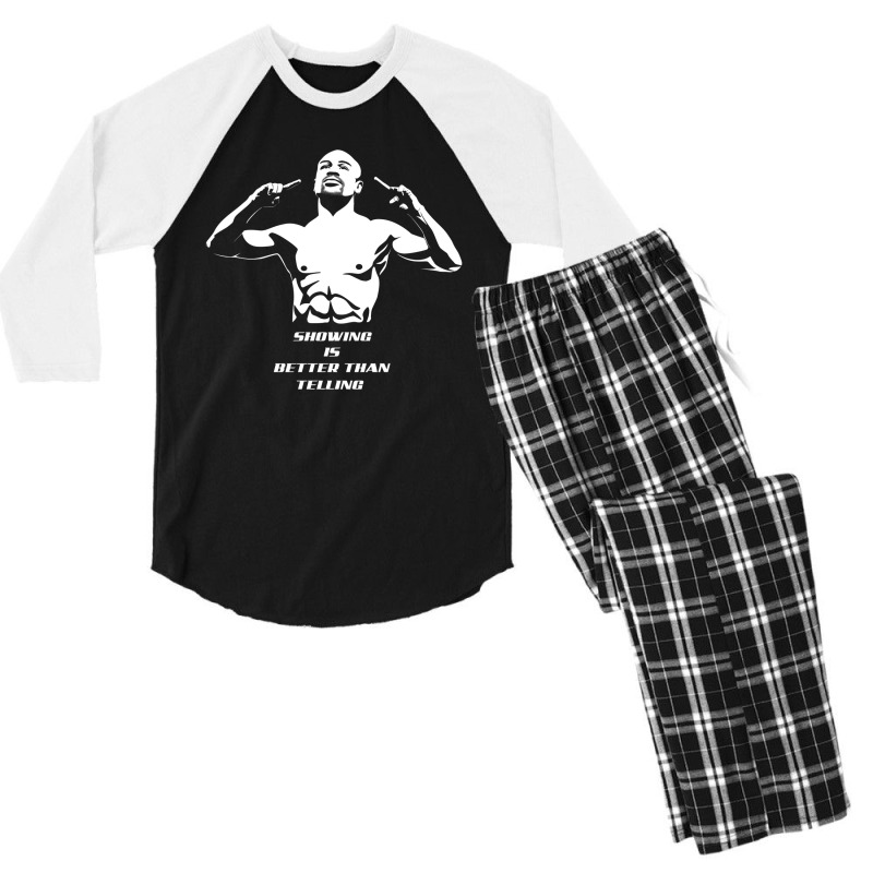 Do More Mayweather Jr Silhouette Art Men's 3/4 Sleeve Pajama Set | Artistshot