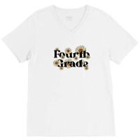 Fourth Grade Teacher Team Back To School Daisies F V-neck Tee | Artistshot