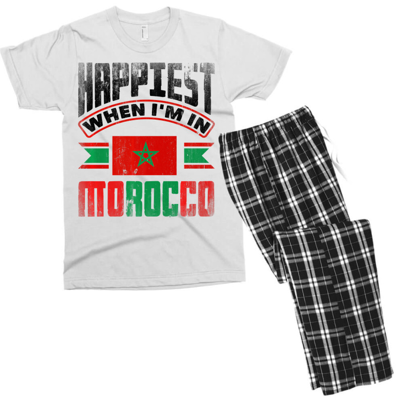 Morocco Moroccan Morocco Flag Happiest When Im In Men's T-shirt Pajama Set | Artistshot