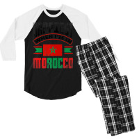 Morocco Moroccan Morocco Flag Happiest When Im In Men's 3/4 Sleeve Pajama Set | Artistshot