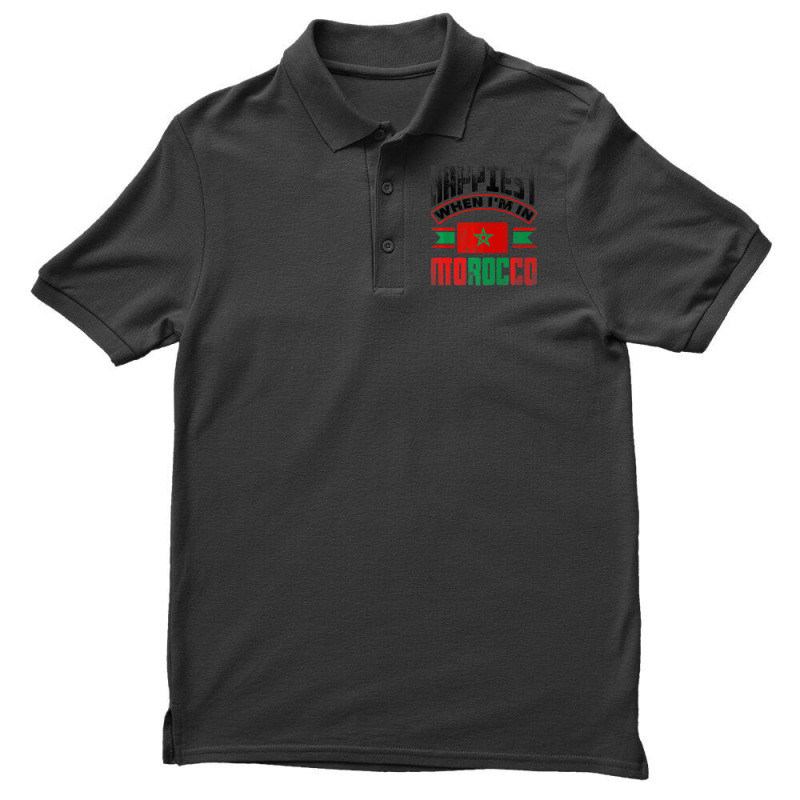 Morocco Moroccan Morocco Flag Happiest When Im In Men's Polo Shirt | Artistshot