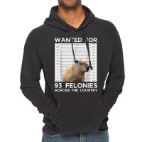 Capybara Mugshot Wanted For 93 Felonies Across The Vintage Hoodie | Artistshot