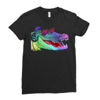 Alligator With Headphones And Sunglasses T Shirt Ladies Fitted T-shirt | Artistshot