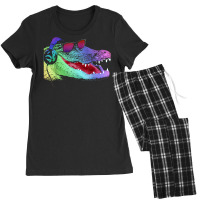 Alligator With Headphones And Sunglasses T Shirt Women's Pajamas Set | Artistshot