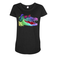 Alligator With Headphones And Sunglasses T Shirt Maternity Scoop Neck T-shirt | Artistshot