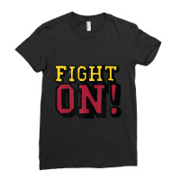 Trending Usc Gold Cardinal Cartoon Sketch Fight On Ladies Fitted T-shirt | Artistshot