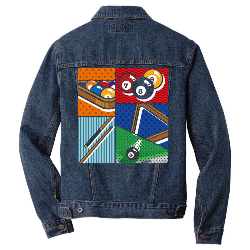 Billiard Balls Snooker Player Pool Billiard Pop Ar Men Denim Jacket | Artistshot