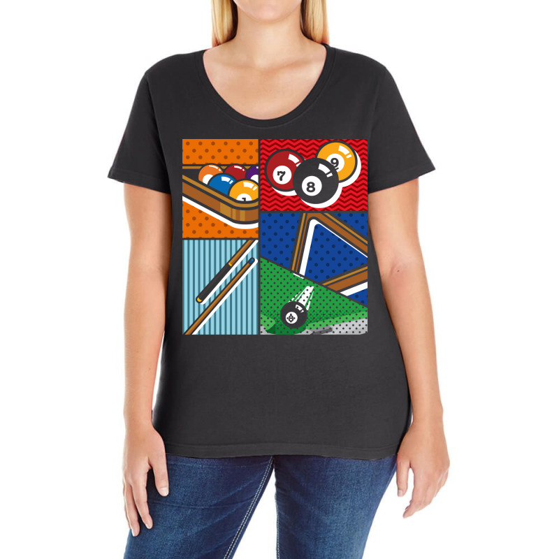 Billiard Balls Snooker Player Pool Billiard Pop Ar Ladies Curvy T-Shirt by gashejeggef | Artistshot