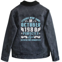 Legends Were Born In October 1980 Perfectly Aged H Unisex Sherpa-lined Denim Jacket | Artistshot