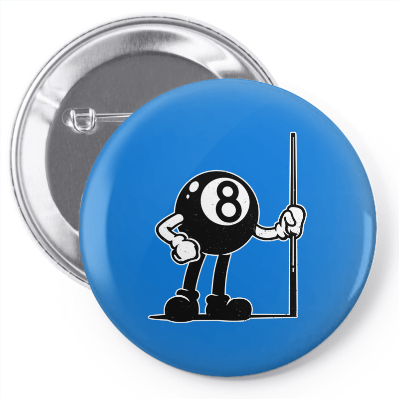 Billiards Cue Sports 8 Ball Vintage Cartoon Pin-back Button | Artistshot