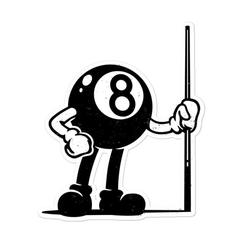 Billiards Cue Sports 8 Ball Vintage Cartoon Sticker | Artistshot