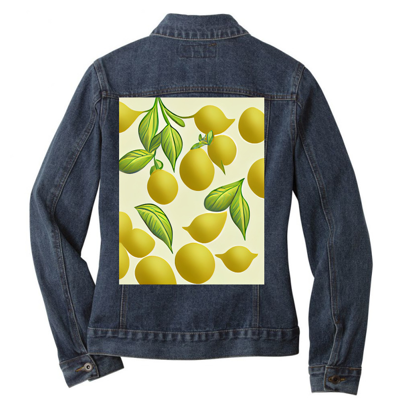 Hot Trend Lemon 2d Clip Art Pattern-1xsjz Ladies Denim Jacket | Artistshot