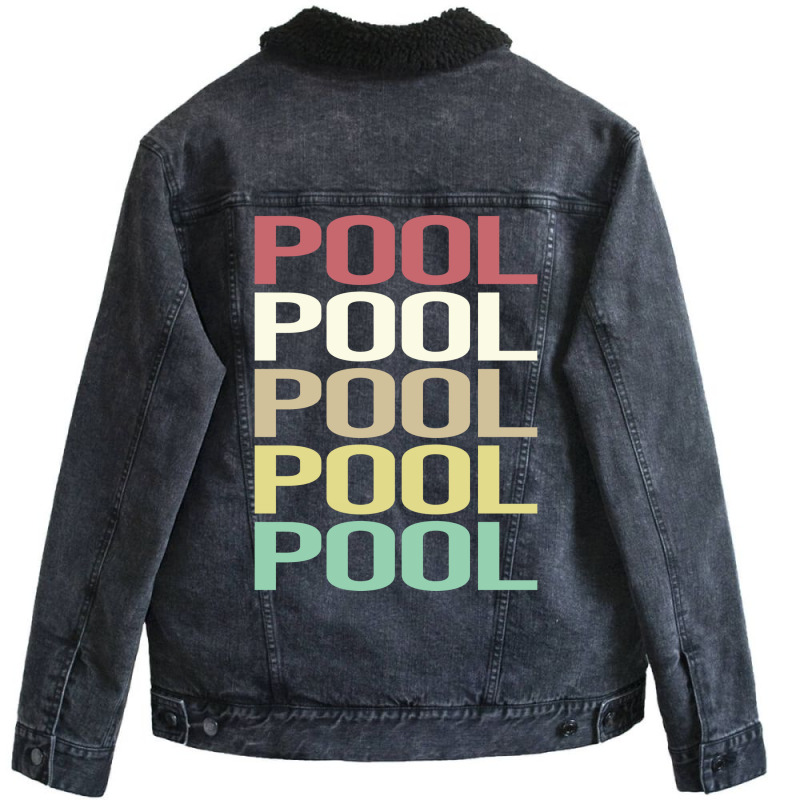 Colorful Text Pool Unisex Sherpa-lined Denim Jacket | Artistshot