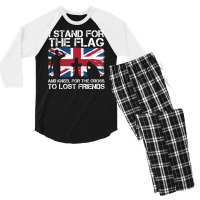 I Stand For The Flag And Kneel For The Cross To Lost Friends Union Jac Men's 3/4 Sleeve Pajama Set | Artistshot