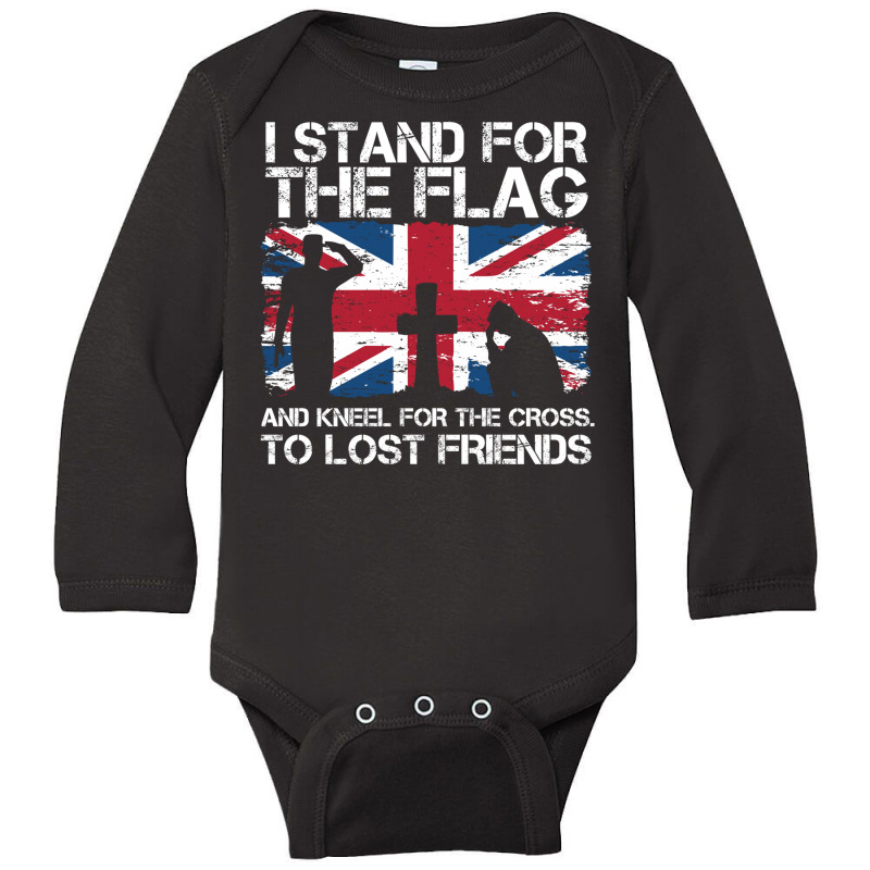 I Stand For The Flag And Kneel For The Cross To Lost Friends Union Jac Long Sleeve Baby Bodysuit | Artistshot