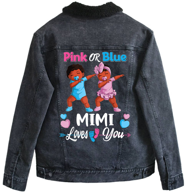 Pink Or Blue Mimi Loves You Black Baby Gender Reve Unisex Sherpa-Lined Denim Jacket by terrilyn | Artistshot