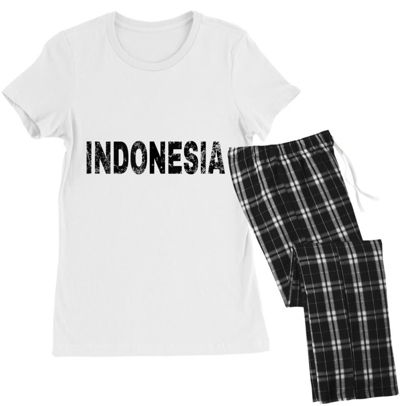 Vintage Indonesia Black Text Apparel Tank Top Women's Pajamas Set by heffopance | Artistshot