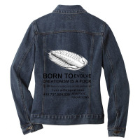 Born To Evolve Creationism Ladies Denim Jacket | Artistshot