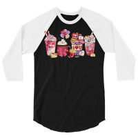 Pink Valentine Latte Iced Coffee Candy Heart Women 3/4 Sleeve Shirt | Artistshot