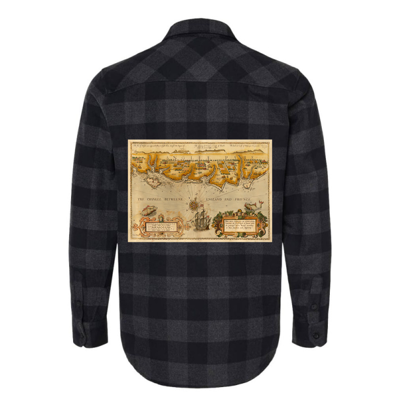 Vintage Isle Of Wight And English Coast Map (1588) Flannel Shirt | Artistshot