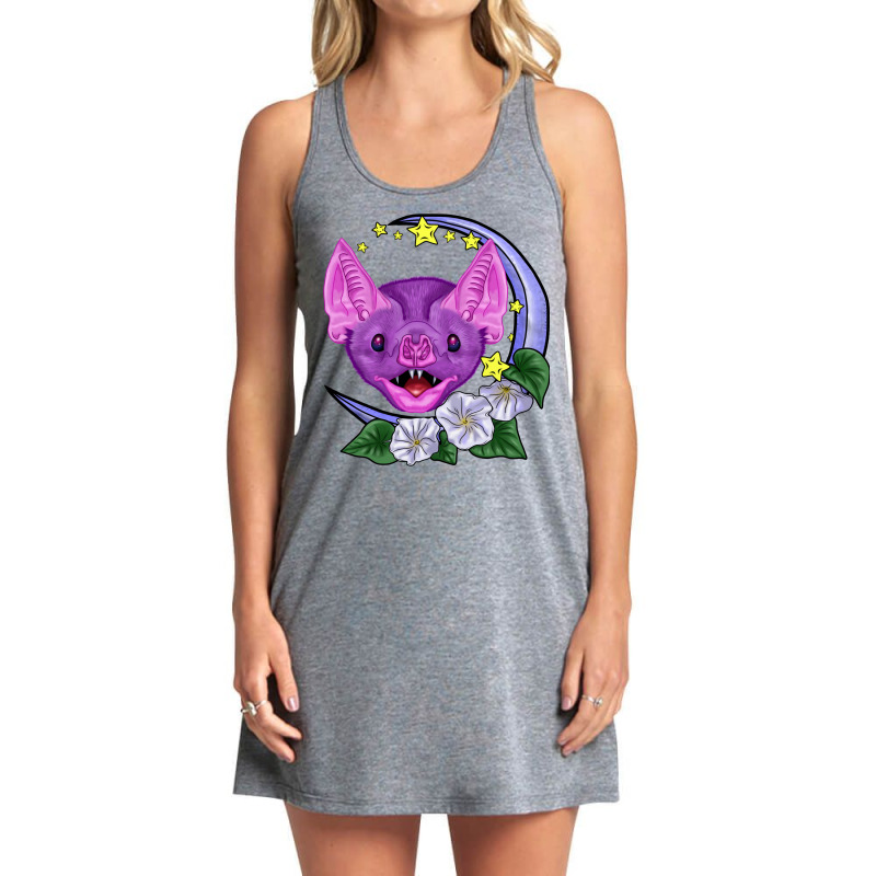 Moonflower Vampire Bat Blue Background Tank Dress by kanevshlasq | Artistshot