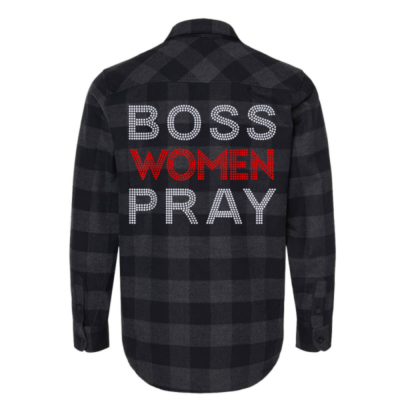 Boss Women Pray Bling Rhinestone Funny Christian F Flannel Shirt by scrabeck | Artistshot