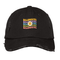 Retro Groovy Bilingual Teachers Back To School Bil Vintage Cap | Artistshot