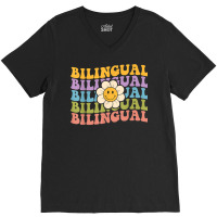 Retro Groovy Bilingual Teachers Back To School Bil V-neck Tee | Artistshot