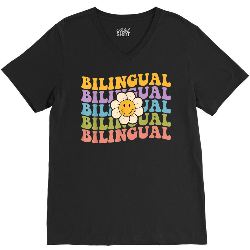 Retro Groovy Bilingual Teachers Back To School Bil V-Neck Tee by hausch | Artistshot