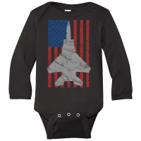 Hot Trend F-15 Eagle Jet Fighter Vintage Color Ame Long Sleeve Baby Bodysuit | Artistshot