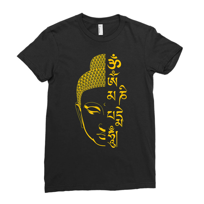 Buddha Om Mani Padme Hum Mantra T Shirt Ladies Fitted T-Shirt by validokel | Artistshot