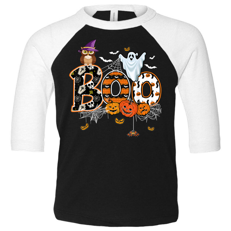 Boo Creepy Owl Pumpkin Ghost Funny Halloween Costu Toddler 3/4 Sleeve Tee | Artistshot