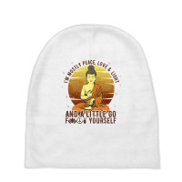 I'm Mostly Peace Love And Light And A Little Go Yoga Funny Quote Medit Baby Beanies | Artistshot