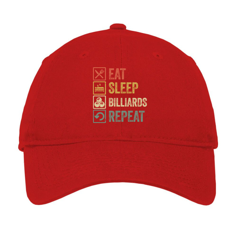 Funny Eat Sleep Billiards Repeat Retro Vintage Gif Adjustable Cap | Artistshot