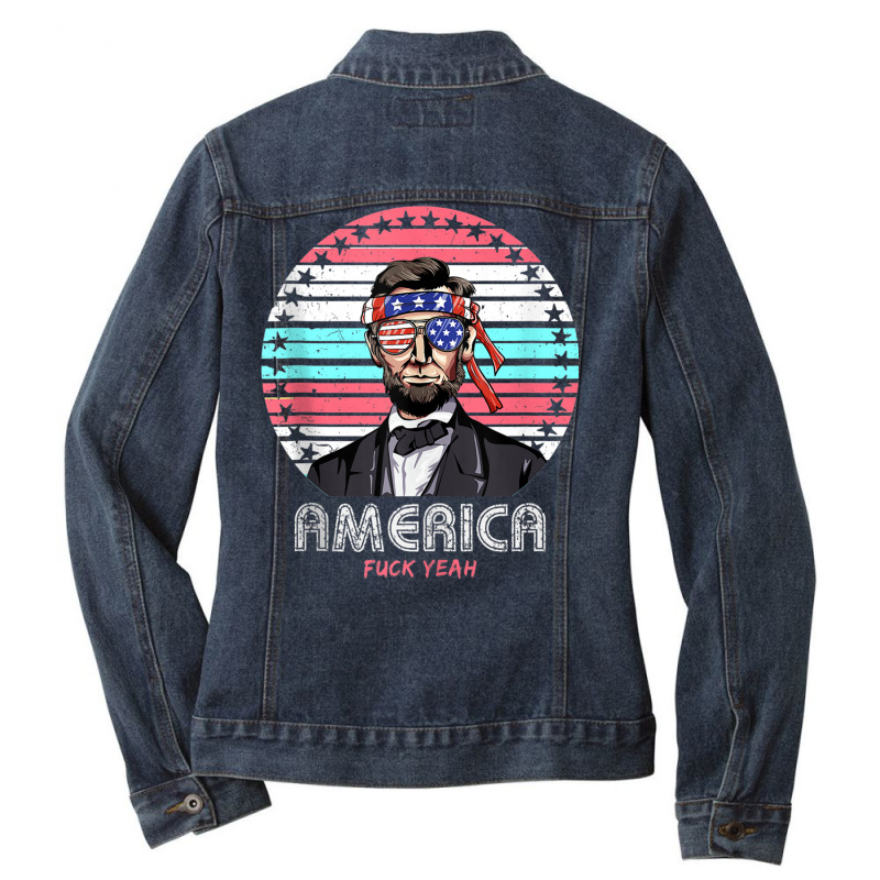 Mens Womens Shirt Lincoln America Fuck Yeah Vintag Ladies Denim Jacket by gabuya | Artistshot