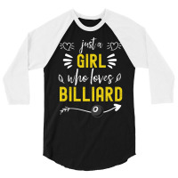 Just A Girl Who Loves Billiard Retro Vintage Desig 3/4 Sleeve Shirt | Artistshot