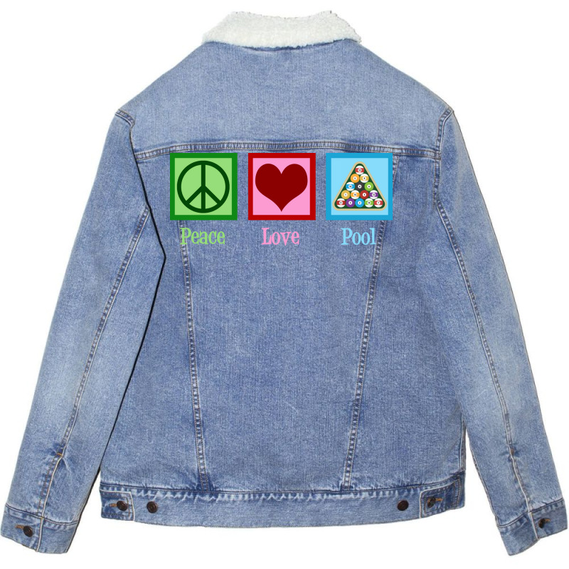 Peace Love Pool Billiards Unisex Sherpa-lined Denim Jacket | Artistshot