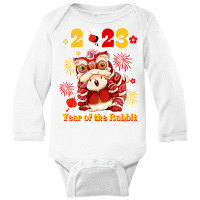 Chinese New Year 2023 Cute Dragon Year Of The Rabb Long Sleeve Baby Bodysuit | Artistshot