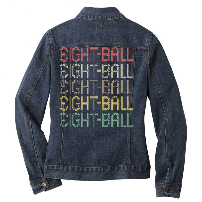 Retro Style Eight Ball Design Ladies Denim Jacket by rozaiwaladc | Artistshot