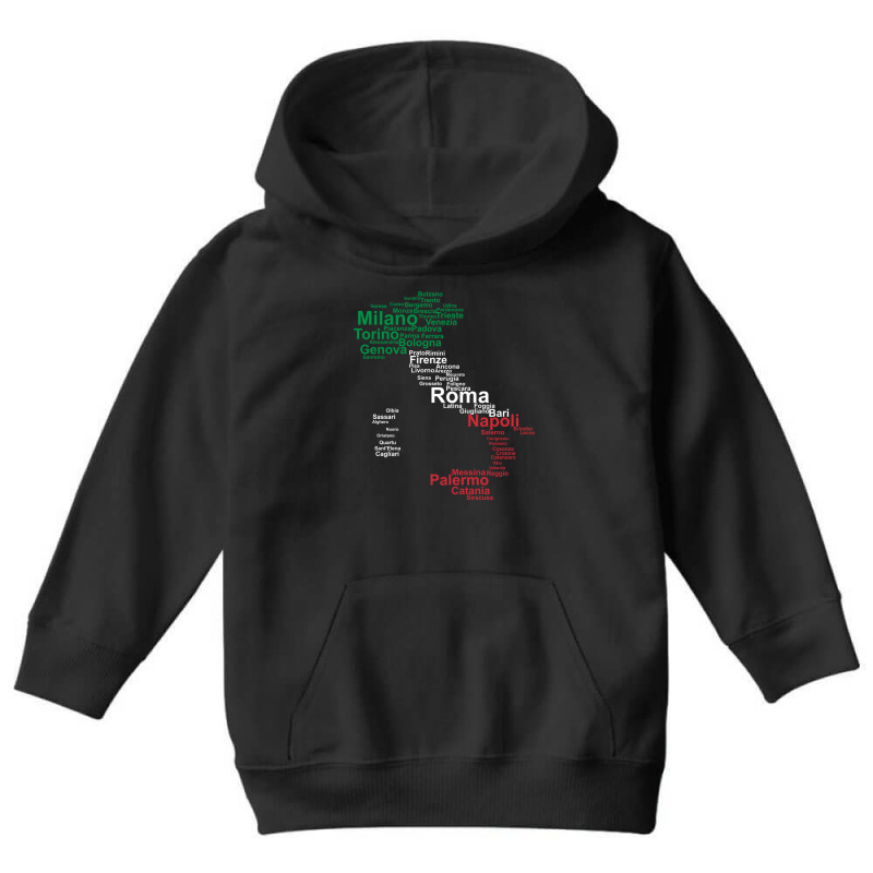 Italy Map Silhouette Flag Towns Cities Rome Travel Youth Hoodie | Artistshot