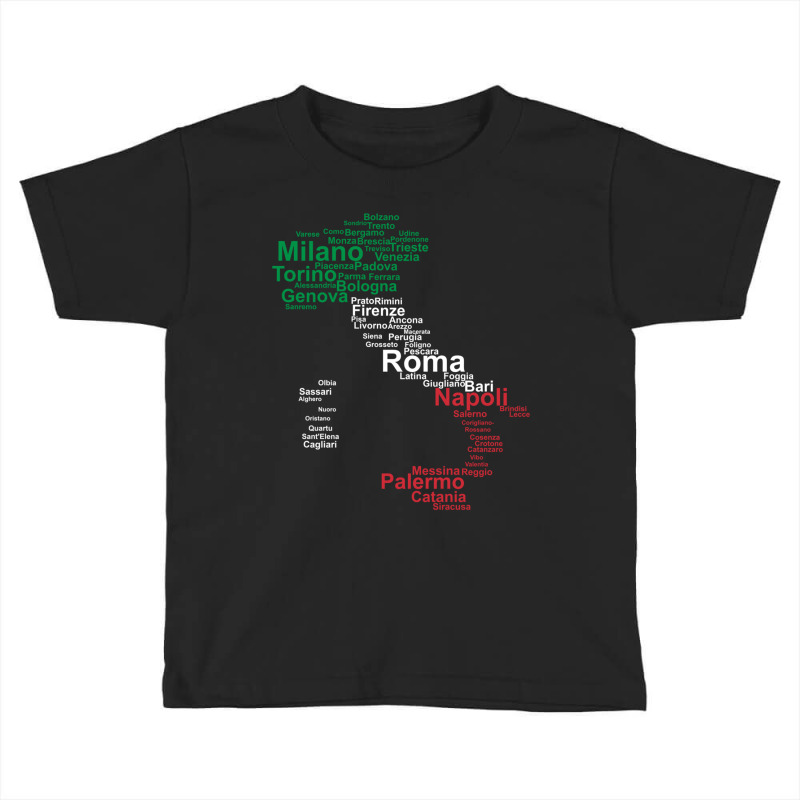 Italy Map Silhouette Flag Towns Cities Rome Travel Toddler T-shirt | Artistshot