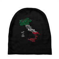 Italy Map Silhouette Flag Towns Cities Rome Travel Baby Beanies | Artistshot