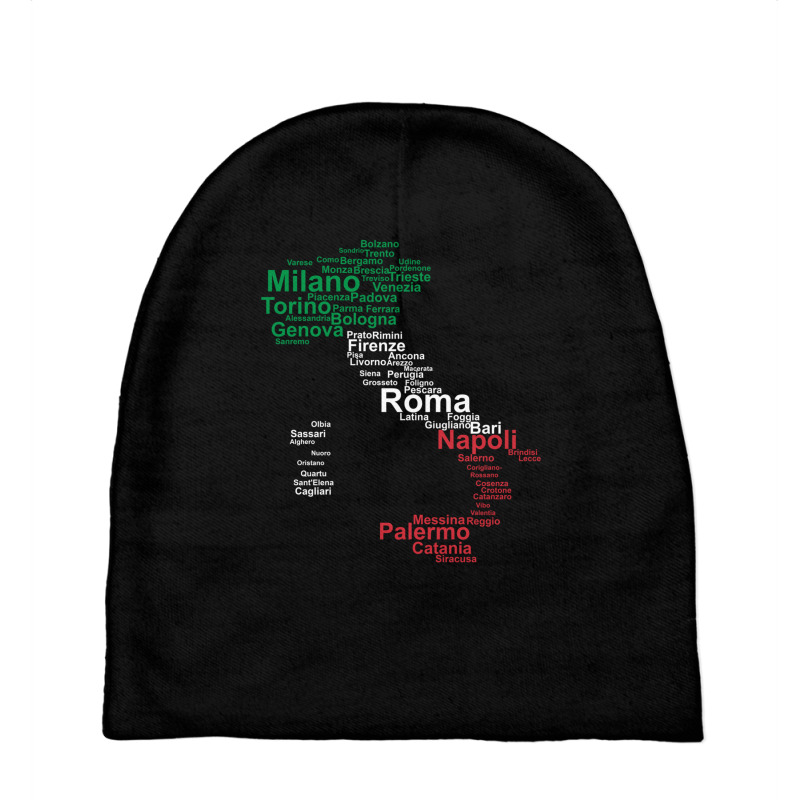 Italy Map Silhouette Flag Towns Cities Rome Travel Baby Beanies | Artistshot