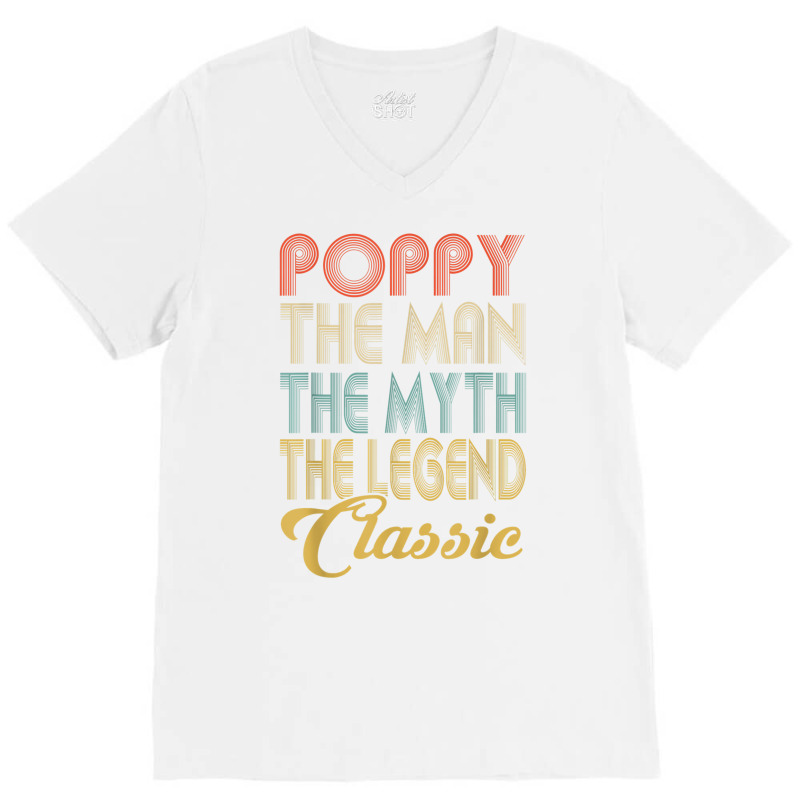 Vintage Poppy The Man Myth Legend Grandpa Gift Ret V-neck Tee | Artistshot