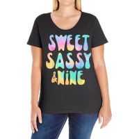 Sweet Sassy And Nine 9th Birthday Girl Tie Dye 9 Y Ladies Curvy T-shirt | Artistshot